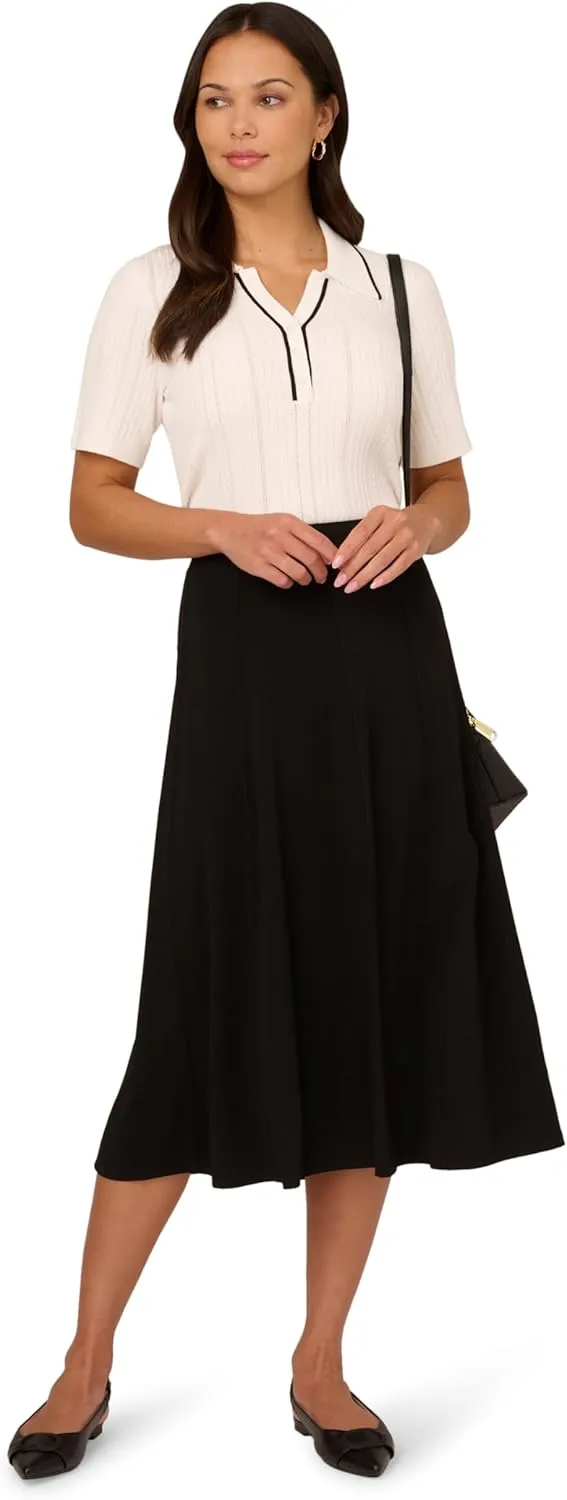 Adrianna Papell Women's A-line Gored Seamed Midi Skirt