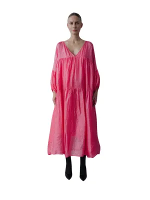 Pink Fluorescent Anaak Airi Tussar Maxi Dress