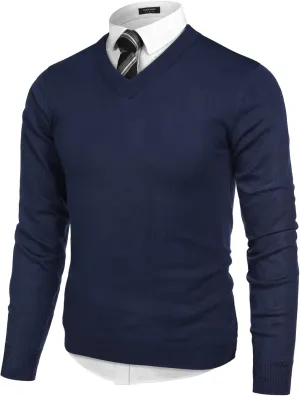 COOFANDY Mens V Neck Dress Sweater Long Sleeve Slim Fit Fashion Pullover Sweater