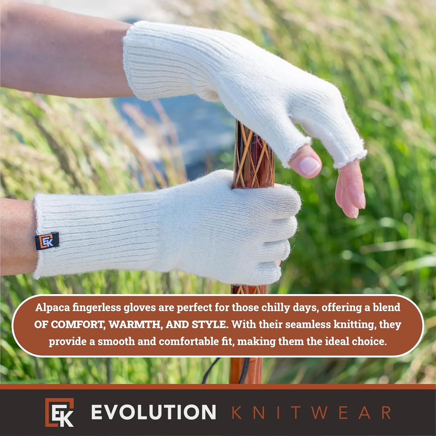 Evolution Knitwear Alpaca Knit Fingerless Gloves for Women - Super Soft Baby Alpaca - Made in the USA - Small