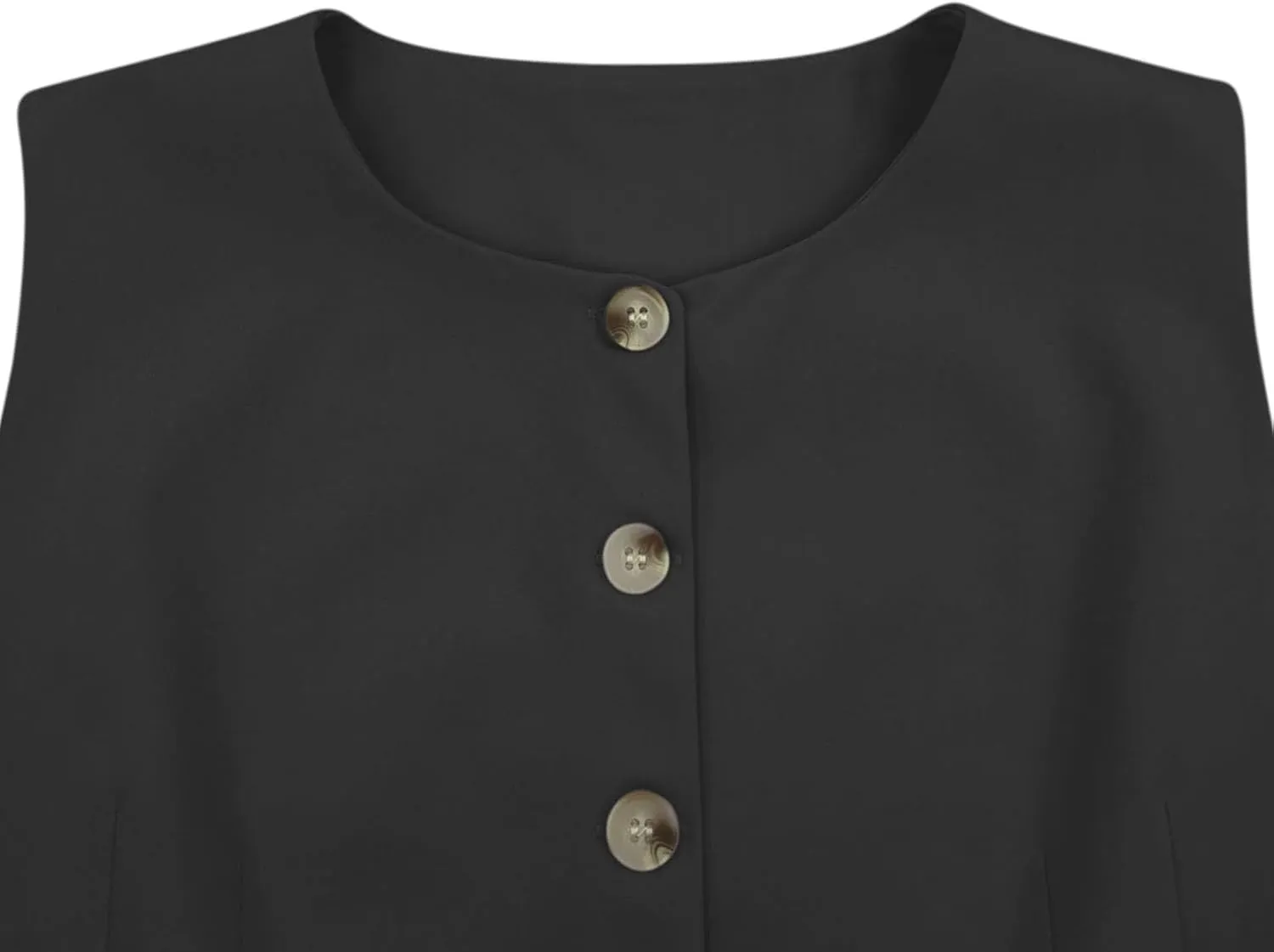 Fallorchid Womens Round neck Suit Vest Sleeveless Button Business Jacket Waistcoat Top