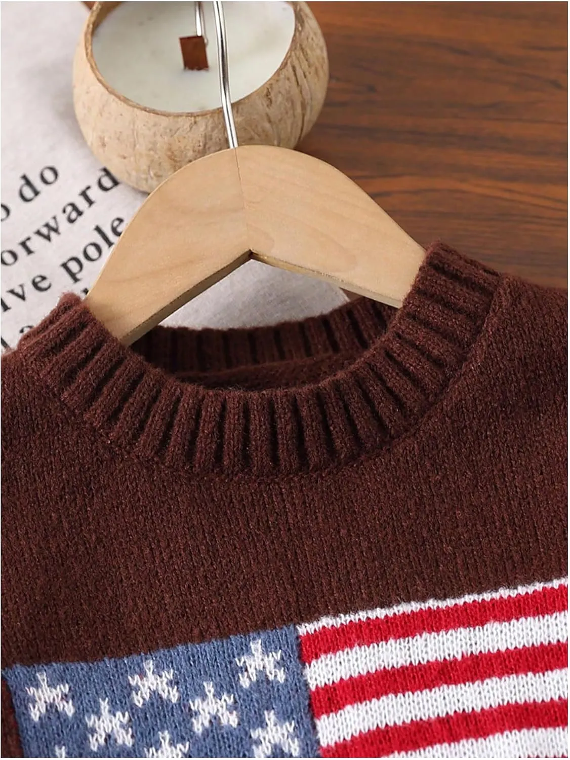 GORGLITTER Girl's American Flag Graphic Sweater Crewneck Long Sleeve Knit Pullover Tops