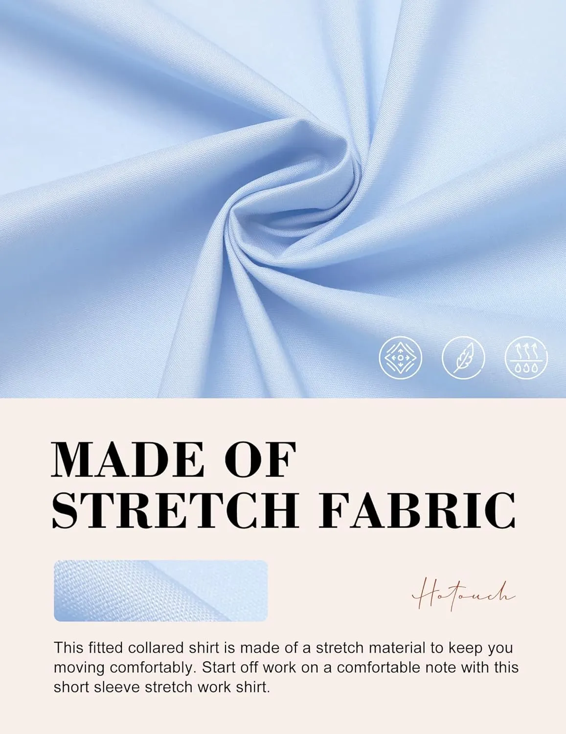 HOTOUCH Women's Basic Button Up Shirt Short Sleeve Stretchy Button Down Collared Shirts Waitress Work Shirt
