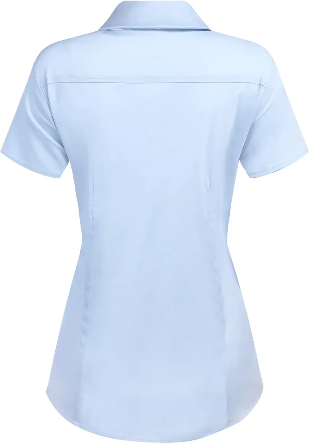 HOTOUCH Women's Basic Button Up Shirt Short Sleeve Stretchy Button Down Collared Shirts Waitress Work Shirt