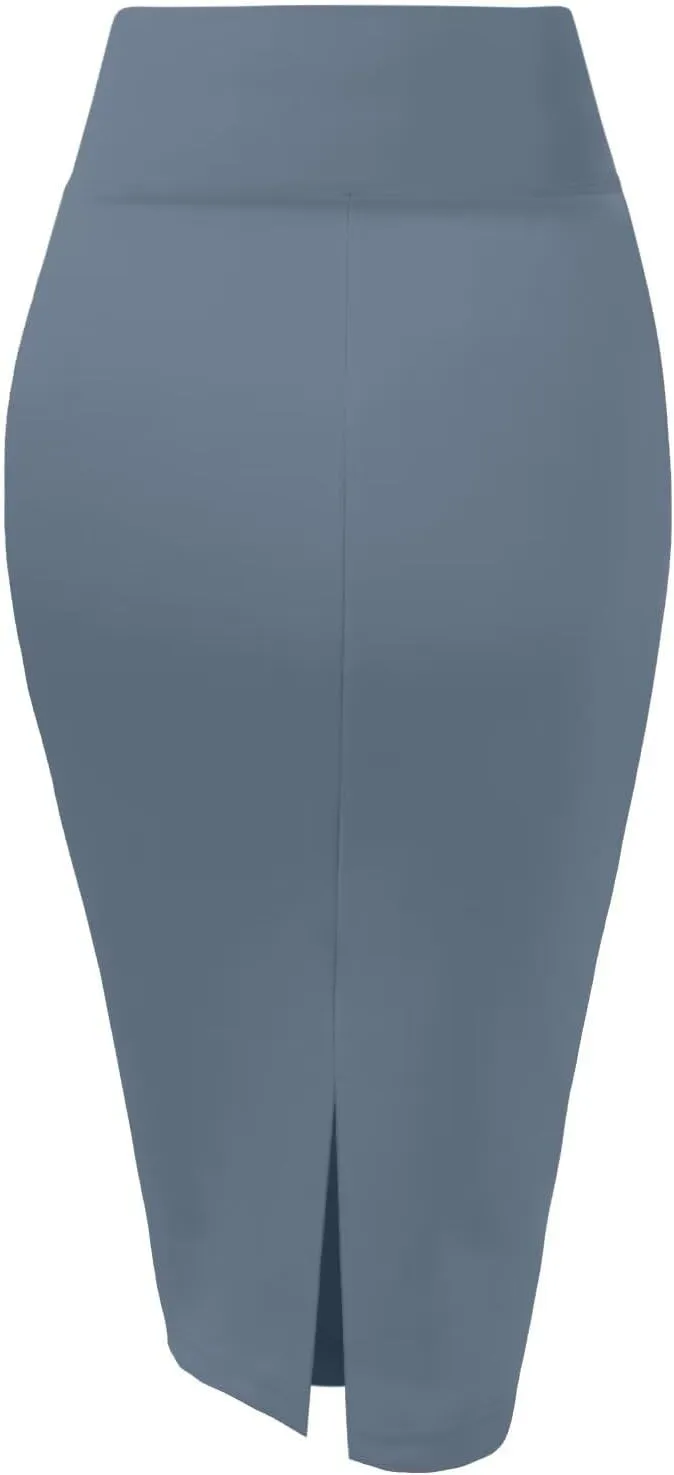 Hybrid & Company Women Elastic High Waist Bodycon Work Business Pencil Skirt