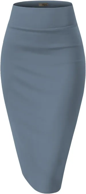 Hybrid & Company Women Elastic High Waist Bodycon Work Business Pencil Skirt