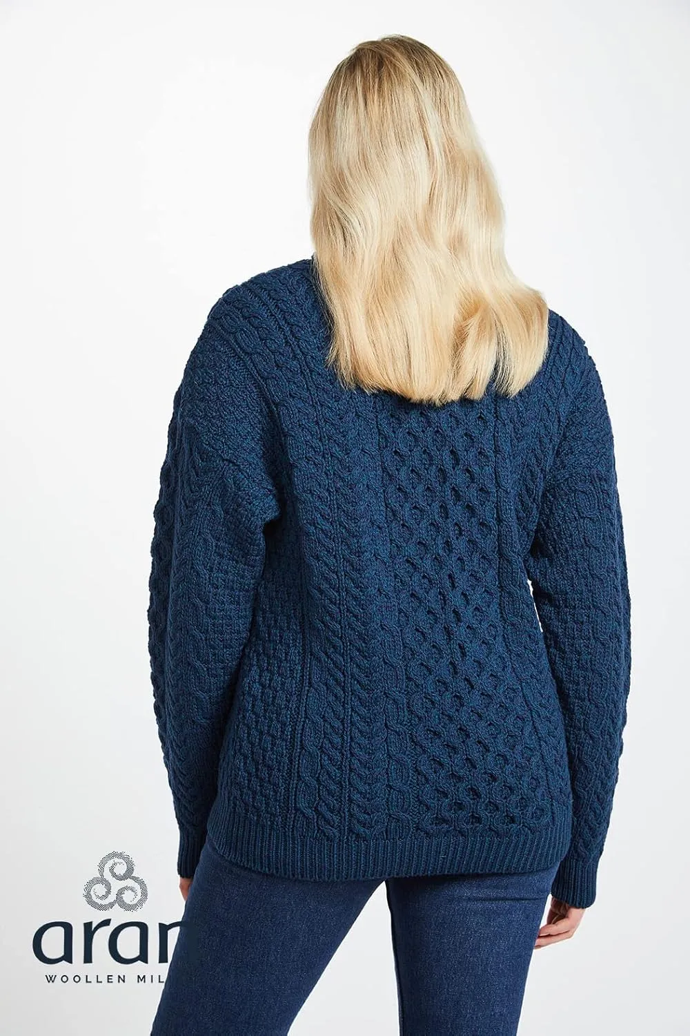 Irish Aran Sweater for Women's 100% Merino Wool Pullover Made in Ireland