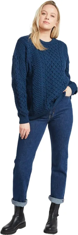 Irish Aran Sweater for Women's 100% Merino Wool Pullover Made in Ireland