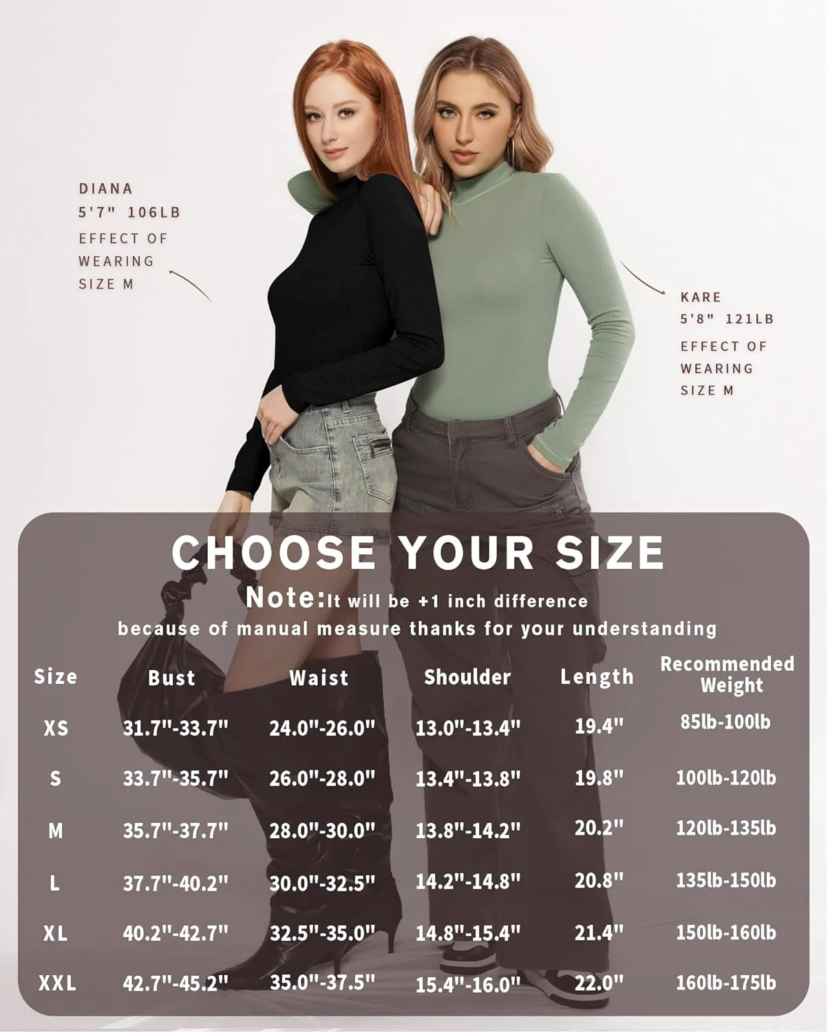MANGOPOP Women's Turtle Neck T-Shirt Long Sleeve Thermal Underwear Top Hourglass Shaped Slim Fit Top