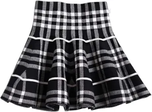 Mesinsefra Little Big Girls' High Waist Knitted Flared Pleated Skirt Casual