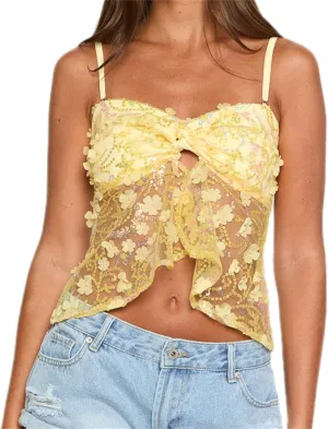 Miqil Women Y2k Sequins Cami Tank Top Sexy Low Cut Spaghetti Strap Sheer Sparkly Tube Top Fairycore Glitter Beaded Outfits