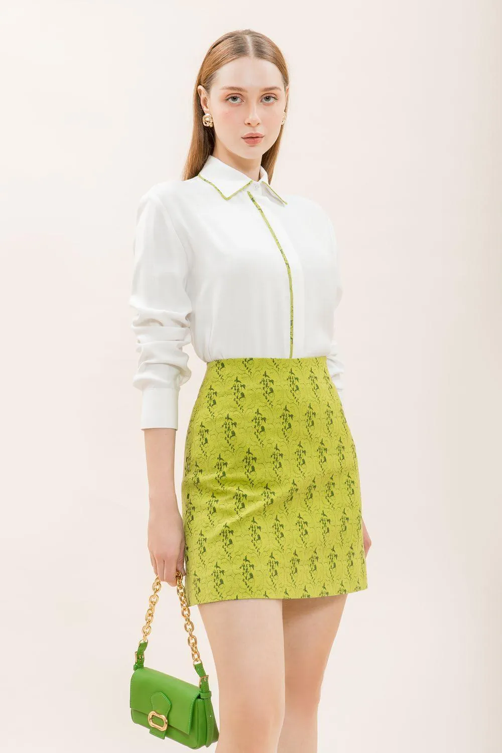 Mirabelle A-line High Waist Brocade Mini Skirt