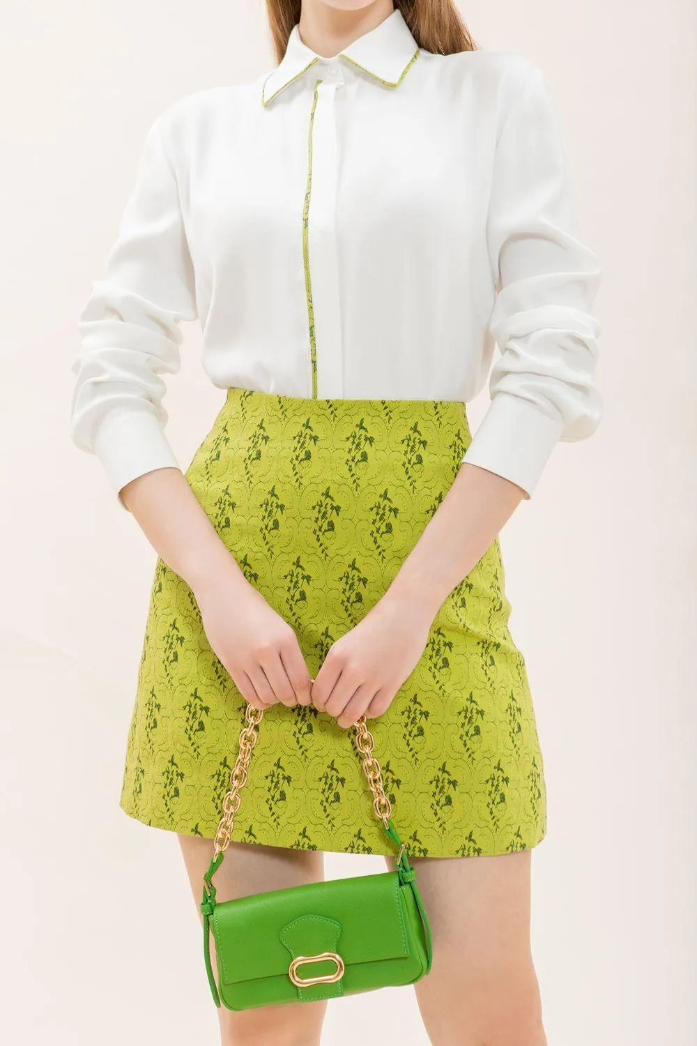 Mirabelle A-line High Waist Brocade Mini Skirt