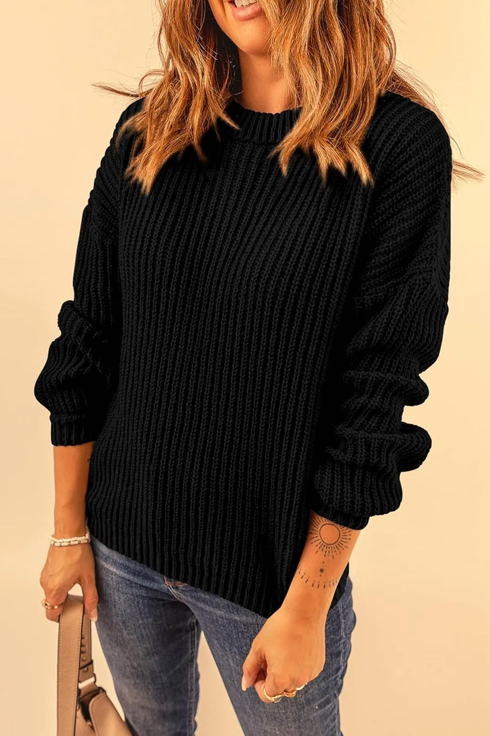 PRETTYGARDEN Women's Fashion Sweater Long Sleeve Casual Ribbed Knit Winter Clothes Pullover Sweaters Blouse Top