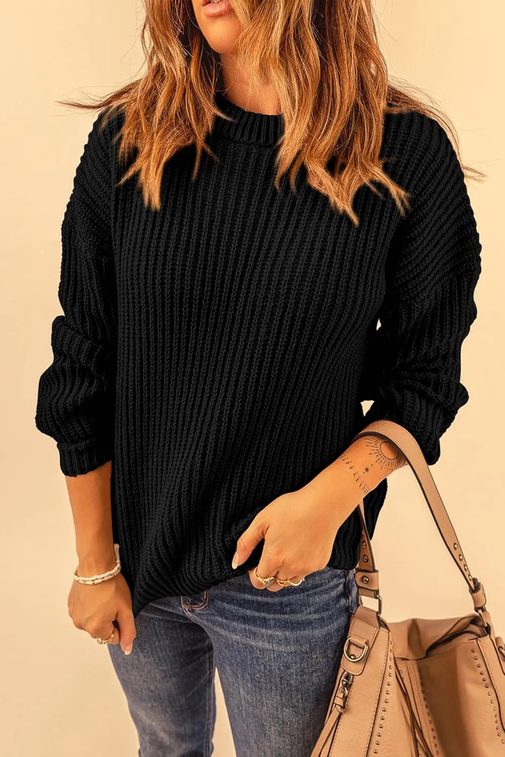 PRETTYGARDEN Women's Fashion Sweater Long Sleeve Casual Ribbed Knit Winter Clothes Pullover Sweaters Blouse Top