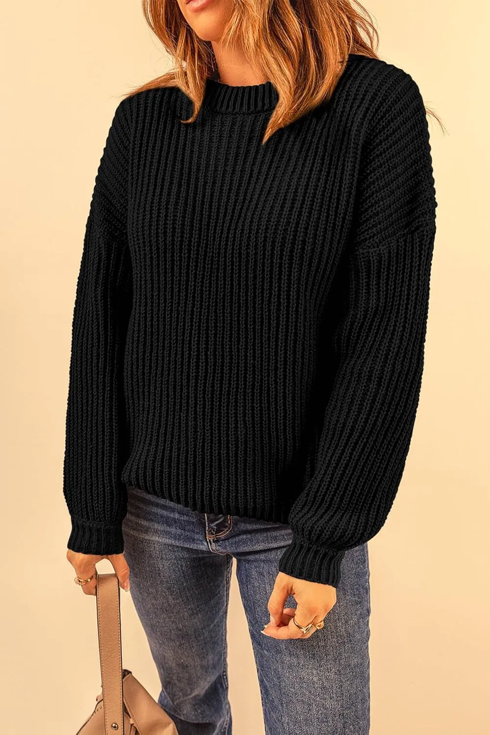 PRETTYGARDEN Women's Fashion Sweater Long Sleeve Casual Ribbed Knit Winter Clothes Pullover Sweaters Blouse Top