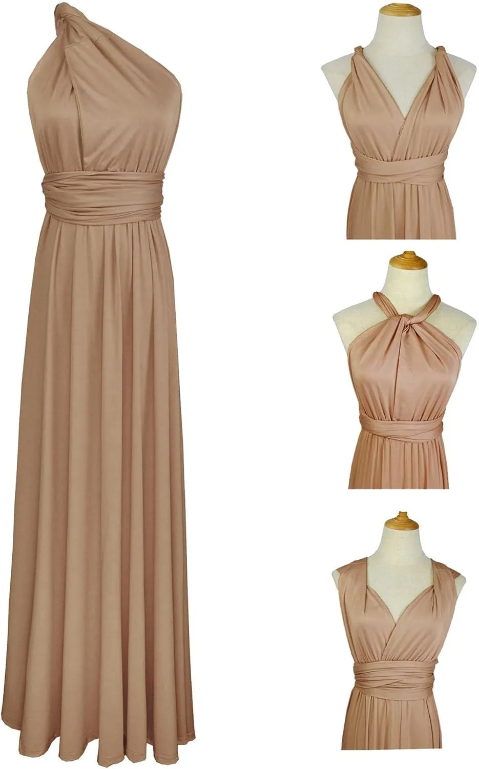 Sexyshine Women's Backless Gown Dress Convertible Multi-Way Wrap Halter Cocktail Dress Bandage Bridesmaid Long Dresses