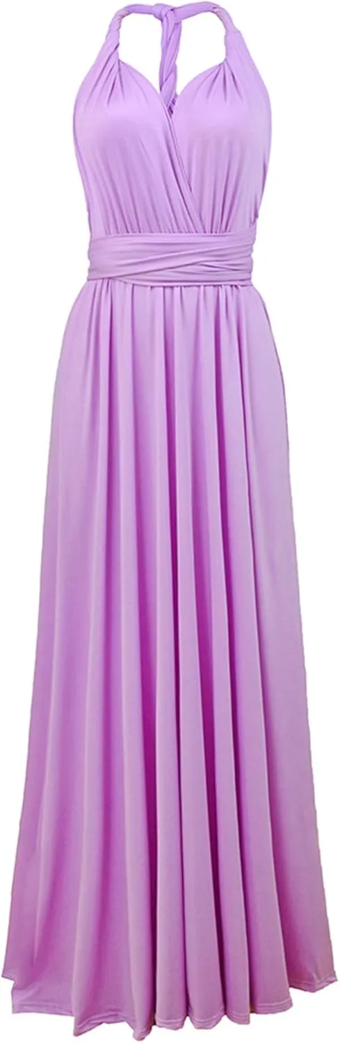 Sexyshine Women's Backless Gown Dress Convertible Multi-Way Wrap Halter Cocktail Dress Bandage Bridesmaid Long Dresses