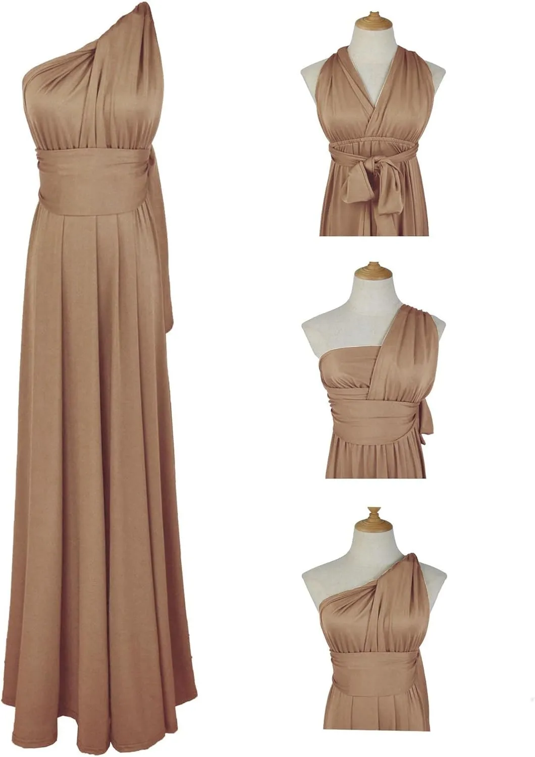 Sexyshine Women's Backless Gown Dress Convertible Multi-Way Wrap Halter Cocktail Dress Bandage Bridesmaid Long Dresses