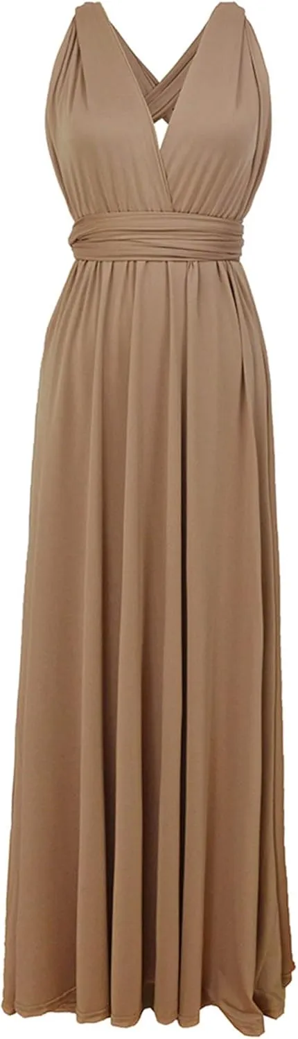 Sexyshine Women's Backless Gown Dress Convertible Multi-Way Wrap Halter Cocktail Dress Bandage Bridesmaid Long Dresses