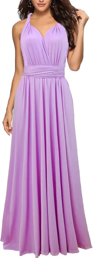 Sexyshine Women's Backless Gown Dress Convertible Multi-Way Wrap Halter Cocktail Dress Bandage Bridesmaid Long Dresses