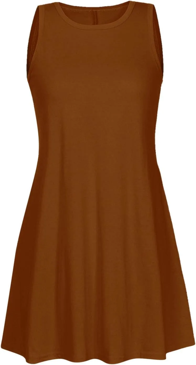 Summer Dresses for Women 2025 Tshirt Dress with Pockets Knee Length Beach Vacation Sundress Flowy Casual Tank Dress