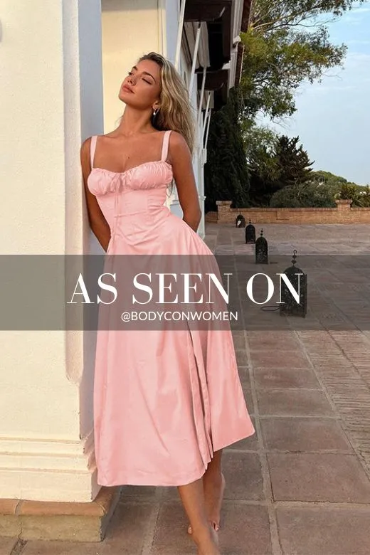Taylor Bodycon Day Midi Dress - Dusty Pink