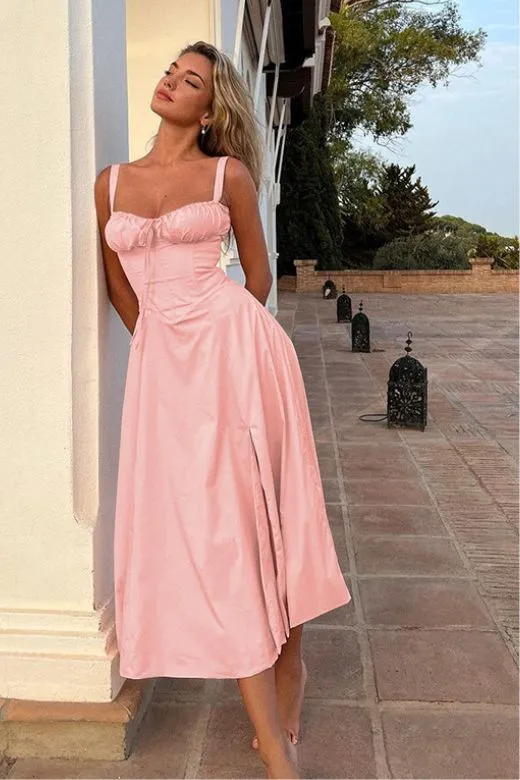 Taylor Bodycon Day Midi Dress - Dusty Pink