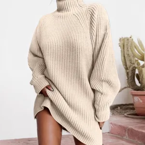 TIAFORD Women Sweater Dress Oversized Turtleneck Long Sleeve Knit Pullover Sweater Casual Chunky Loose Shift Tunic Dress