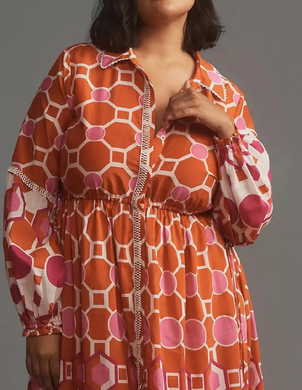 Women Graphic Puff Sleeve Maxi Dress Graffeti Button Down Shirt Dress Vintage Boho Floral Flowy Long Dress