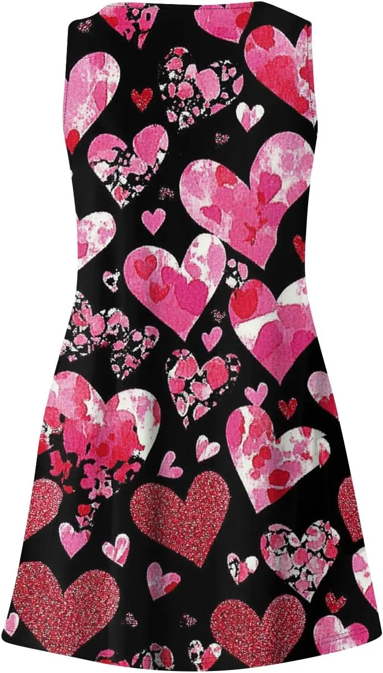 Women Summer Dresses Sleeveless V Neck Swimsuit Coverup Vacation Casual Sundress Printed Beach Dress with Pocket