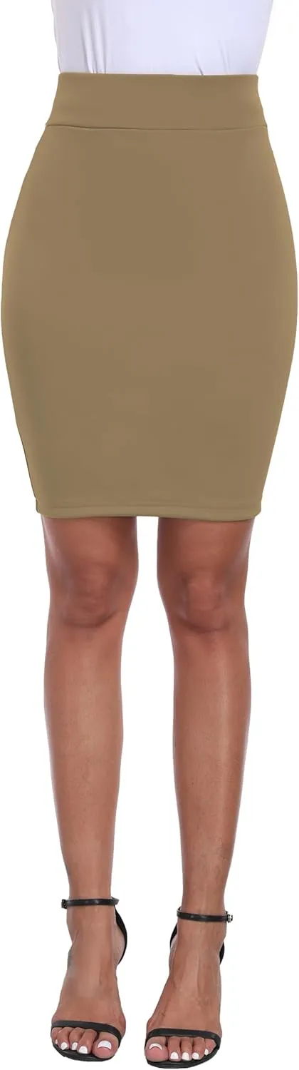 Women's High Waist Pencil Skirt Stretchy Office Bodycon Mini Pencil Skirt Premium Business Skirt