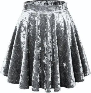 Womens Versatile A-line Crushed Velvet Mini Skirt